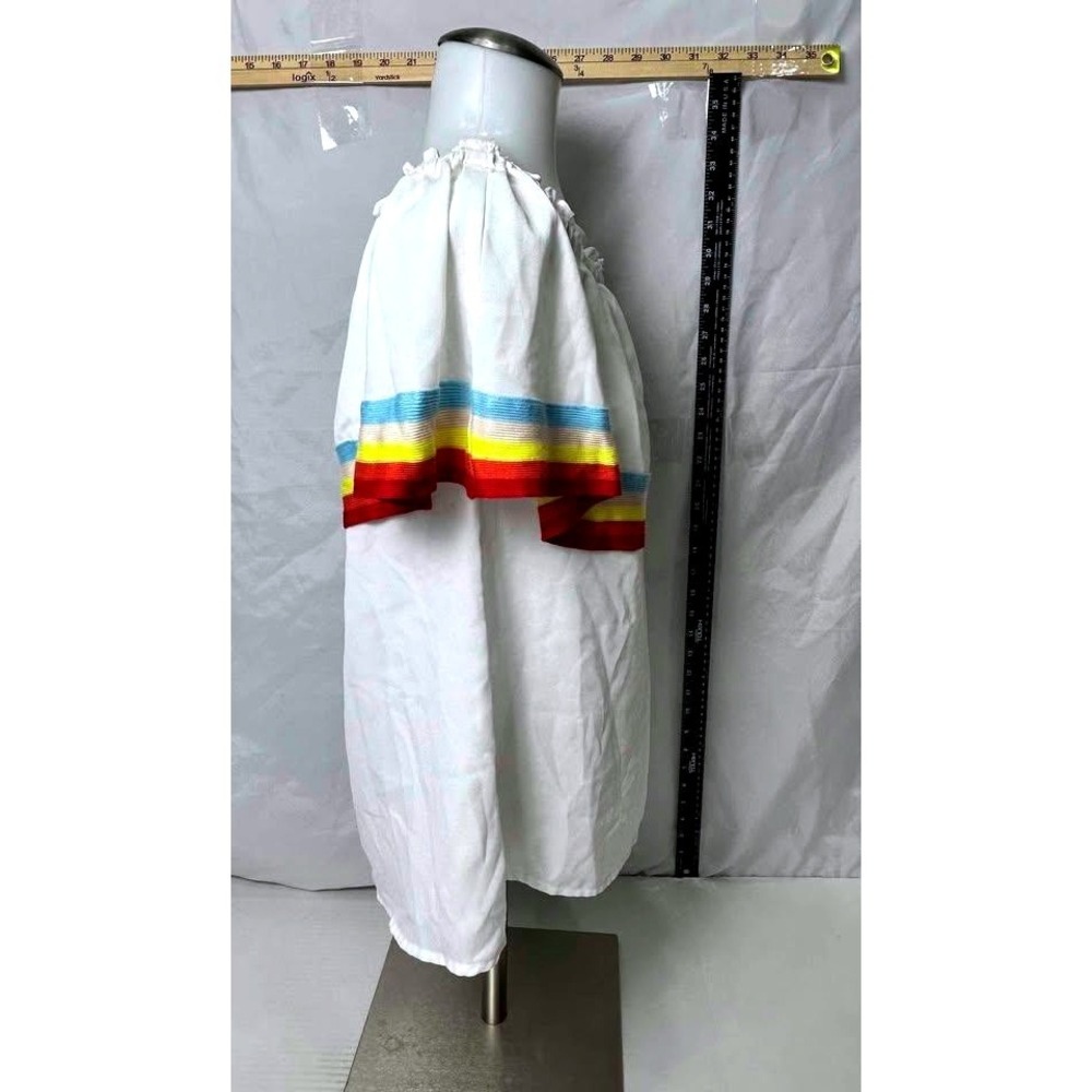 Entro~Women's White Rainbow Striped Ruffle Off Shoulder Overlay Blouse Top/Small - Picture 10 of 10
